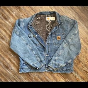 Vintage Denim Carhartt Wool Pattern Inside Jacket